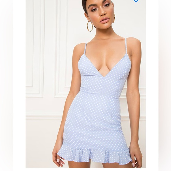 Zara Dresses & Skirts - Superdown Mayra ruffle polka dot mini dress blue white size medium